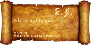 Rák Julianna névjegykártya